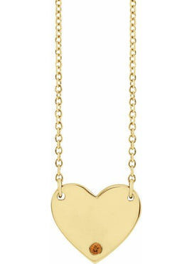14K Yellow Gold Natural Mozambique Garnet Engravable Heart 18