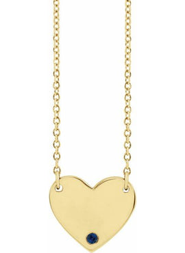 14K Yellow Gold Natural Mozambique Garnet Engravable Heart 18