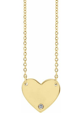 14K Yellow Gold Natural Mozambique Garnet Engravable Heart 18