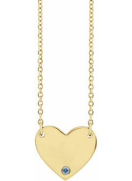 14K Yellow Gold Natural Mozambique Garnet Engravable Heart 18