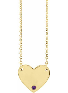 14K Yellow Gold Natural Mozambique Garnet Engravable Heart 18