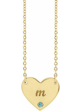 14K Yellow Gold Natural Mozambique Garnet Engravable Heart 18