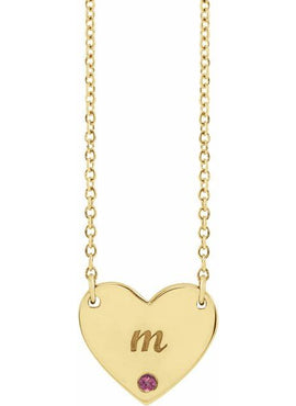 14K Yellow Gold Natural Mozambique Garnet Engravable Heart 18