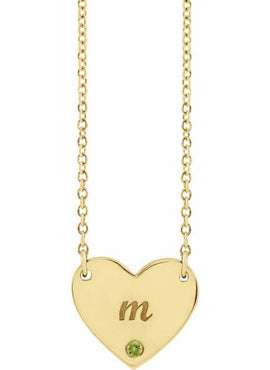 14K Yellow Gold Natural Mozambique Garnet Engravable Heart 18