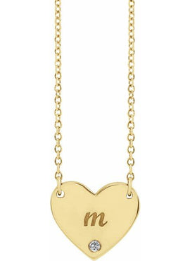14K Yellow Gold Natural Mozambique Garnet Engravable Heart 18