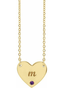 14K Yellow Gold Natural Mozambique Garnet Engravable Heart 18