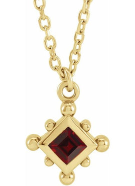 14K Rose Gold Natural Emerald Bezel-Set Beaded 16-18