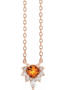 14K Yellow Gold Natural Citrine & .08 CTW Natural Diamond 18