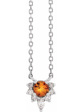 14K Yellow Gold Natural Citrine & .08 CTW Natural Diamond 18