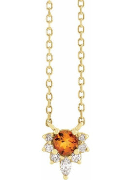 14K Yellow Gold Natural Citrine & .08 CTW Natural Diamond 18