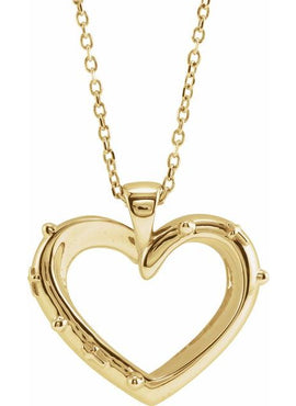 14K White Gold 18.55x17.15 mm Rosary Heart Pendant