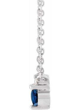 14K Yellow Gold Natural Blue Sapphire & .015 CT Natural Diamond 18
