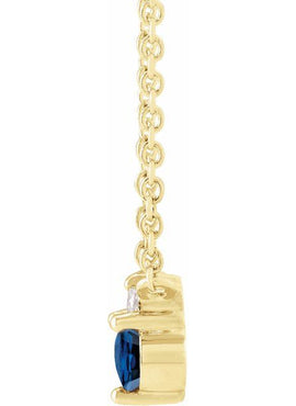 14K Yellow Gold Natural Blue Sapphire & .015 CT Natural Diamond 18