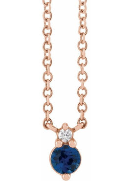 14K Yellow Gold Natural Blue Sapphire & .015 CT Natural Diamond 18