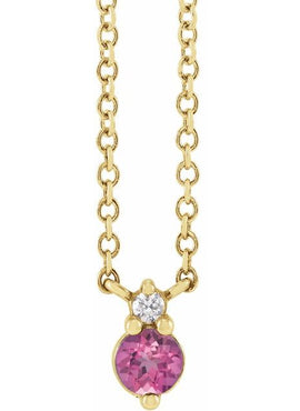 14K Yellow Gold Natural Blue Sapphire & .015 CT Natural Diamond 18