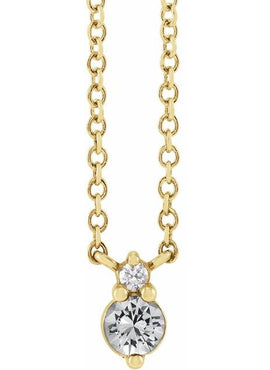 14K Yellow Gold Natural Blue Sapphire & .015 CT Natural Diamond 18