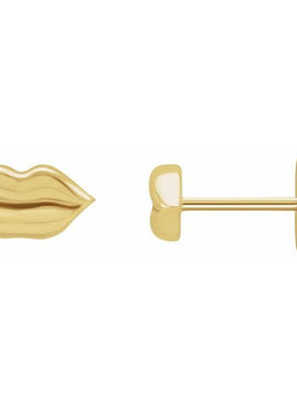 14K Yellow Gold Lip Single Earring