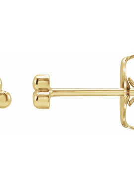 14K White Gold 3 Beads Stud Earrings