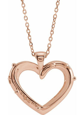 14K White Gold 18.55x17.15 mm Rosary Heart Pendant