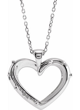 14K White Gold 18.55x17.15 mm Rosary Heart Pendant