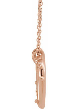 14K White Gold 18.55x17.15 mm Rosary Heart Pendant
