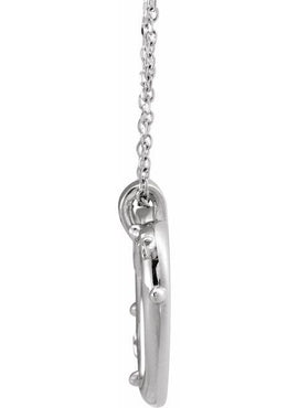 14K White Gold 18.55x17.15 mm Rosary Heart Pendant