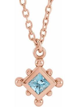 14K Rose Gold Natural Emerald Bezel-Set Beaded 16-18