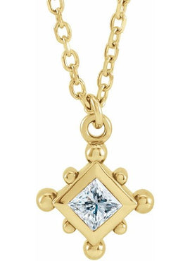 14K Rose Gold Natural Emerald Bezel-Set Beaded 16-18