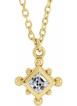 14K Rose Gold Natural Emerald Bezel-Set Beaded 16-18