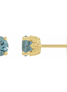 Sterling Silver 6 mm  Natural Aquamarine Floral Earrings