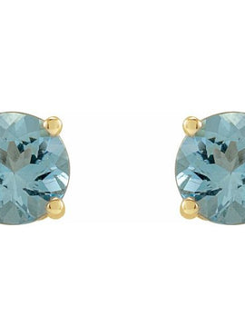 Sterling Silver 6 mm  Natural Aquamarine Floral Earrings