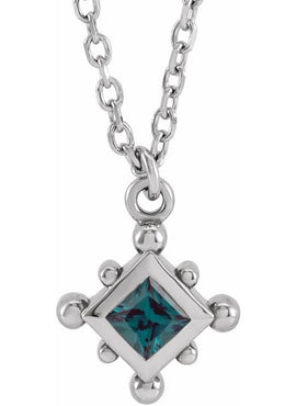 14K Rose Gold Natural Emerald Bezel-Set Beaded 16-18