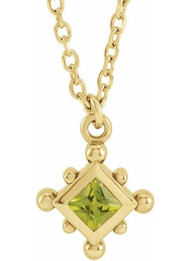 14K Rose Gold Natural Emerald Bezel-Set Beaded 16-18