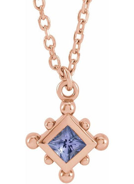14K Rose Gold Natural Emerald Bezel-Set Beaded 16-18
