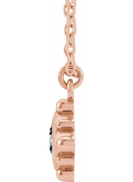 14K Rose Gold Natural Emerald Bezel-Set Beaded 16-18