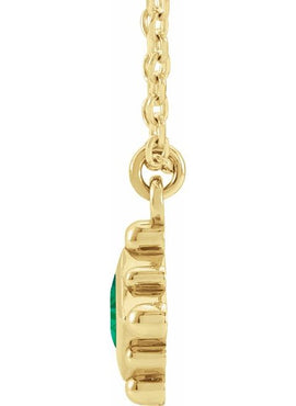 14K Rose Gold Natural Emerald Bezel-Set Beaded 16-18