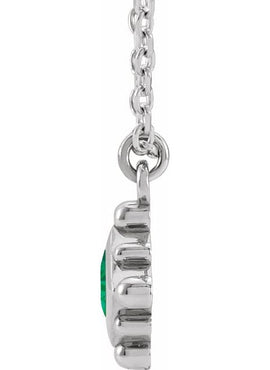 14K Rose Gold Natural Emerald Bezel-Set Beaded 16-18