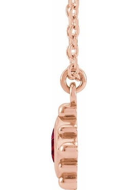14K Rose Gold Natural Emerald Bezel-Set Beaded 16-18