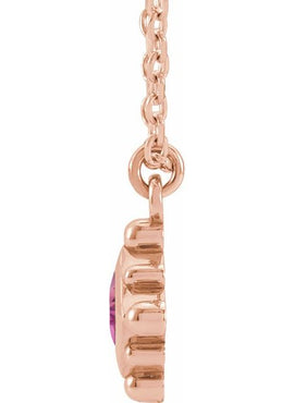 14K Rose Gold Natural Emerald Bezel-Set Beaded 16-18