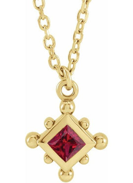 14K Rose Gold Natural Emerald Bezel-Set Beaded 16-18