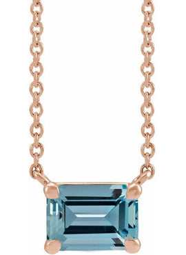 14K White Gold Natural Aquamarine 18
