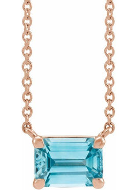 14K White Gold Natural Aquamarine 18