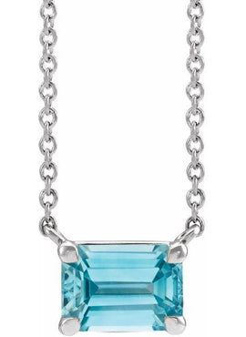 14K White Gold Natural Aquamarine 18