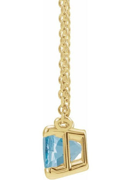 14K White Gold Natural Aquamarine 18