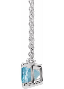 14K White Gold Natural Aquamarine 18