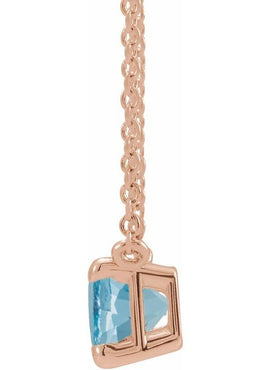 14K White Gold Natural Aquamarine 18