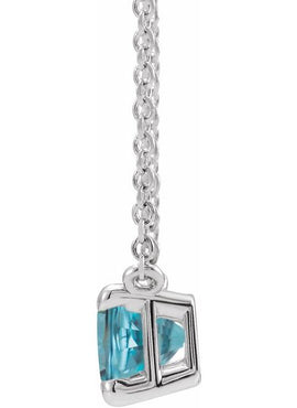 14K White Gold Natural Aquamarine 18