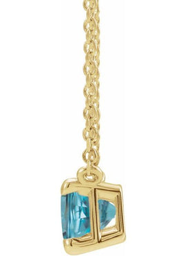 14K White Gold Natural Aquamarine 18