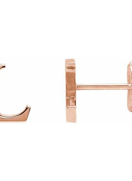 14K Yellow Gold Single Roman Numeral L Earring