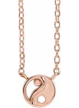 14K White Gold Yin Yang 16-18